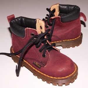 DR MARTENS high top red oiled leather toddler  uk 6 us 7